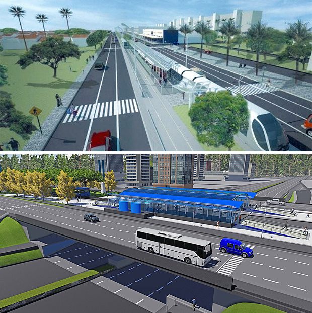 Maquetes do BRT (bus rapid transit) de Palmas, que terá os mais avançados recursos, conforme o presidente do Ipup, arquiteto e urbanista Luiz Masaru Hayakawa