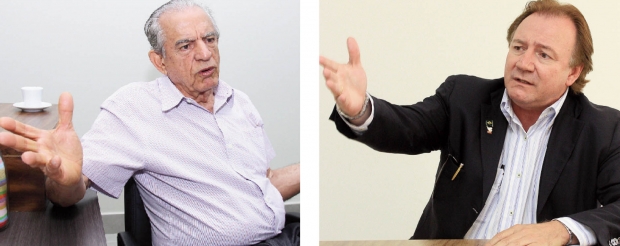 Iris Rezende e Júnior Friboi: os dois pré-candidatos peemedebistas querem a cabeça de chapa, onde só cabe um / Fotos: Fernando Leite- Jornal Opção