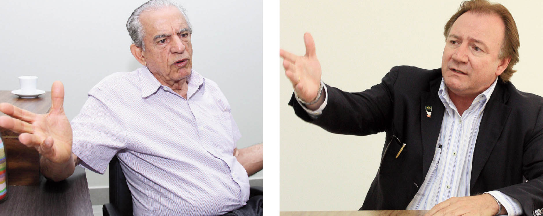Iris Rezende e Júnior Friboi: os dois pré-candidatos peemedebistas querem a cabeça de chapa, onde só cabe um / Fotos: Fernando Leite- Jornal Opção