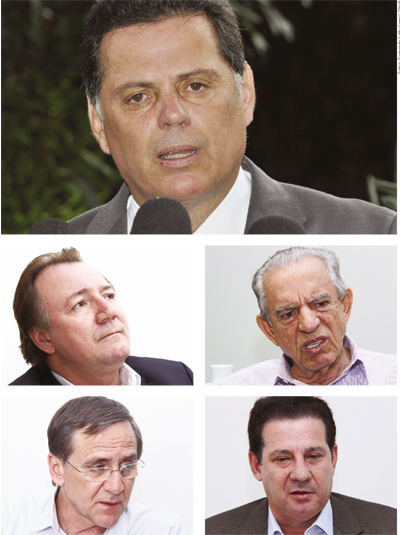 Governador Marconi Perillo, empresário Júnior Friboi e ex-prefeitos Iris Rezende, Vanderlan Cardoso e Antônio Gomide: os candidatos e pré-candidatos declarados ou não ao governo estadual em outubro | Fotos: Fernando Leite/Jornal Opção