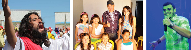 Grupo Desencanto, diretor Fábio PH com atrizes mirins e o cantor Antônio Erasmo: população trindadense tem várias e ótimas opções de cultura | Foto: Fotos: Gabinete de Imprensa – Prefeitura de Trindade