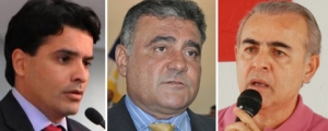 Entre os pré-candidatos ao governo interino estão o deputado Marcelo Lelis (PV, à esquerda), José Augusto Pugliese (PMDB) e Paulo Mourão (PT)
