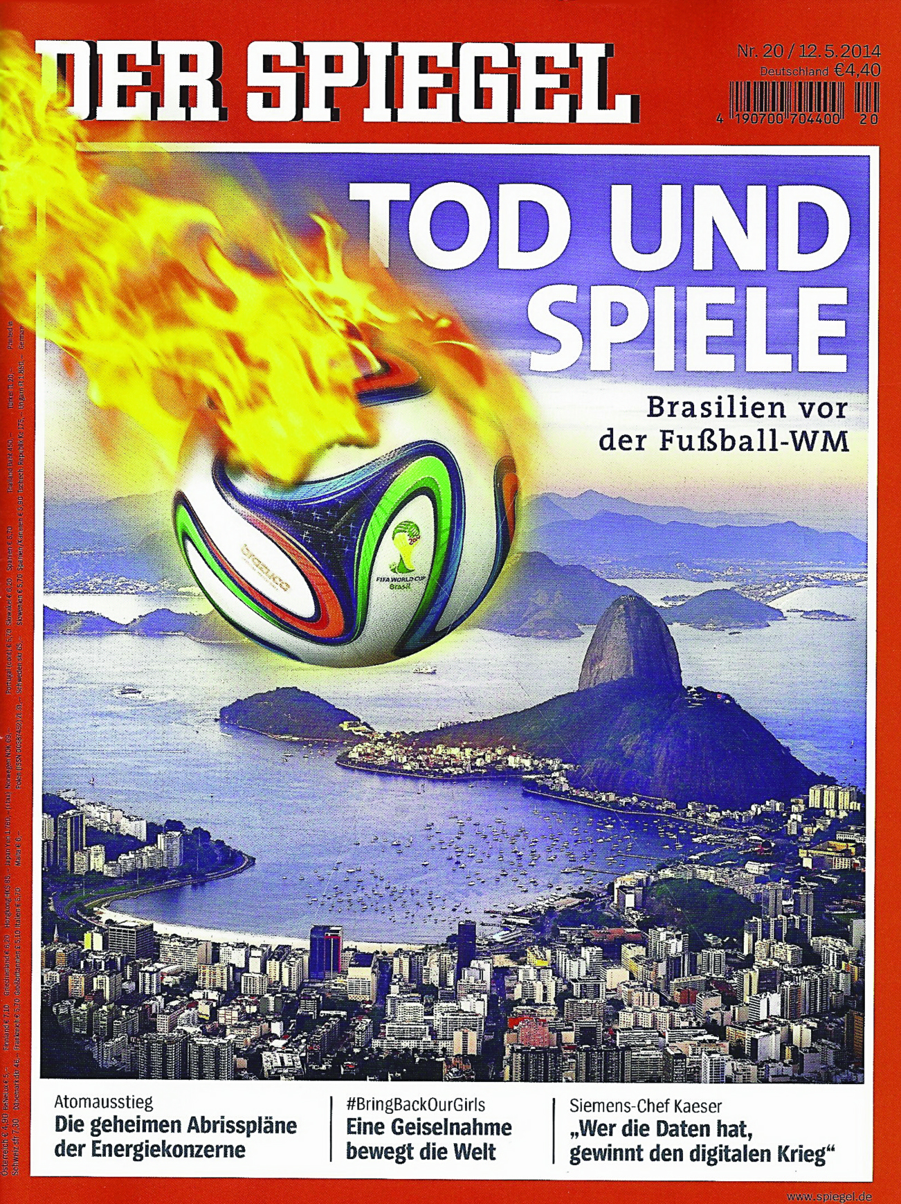 Tradução do título da fotomontagem: "Morte e jogos. O Brasil antes da Copa"