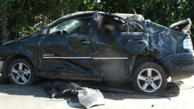 O acidente aconteceu no km 604 da BR-153, em Morrinhos | Foto: PRF