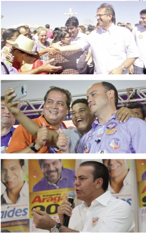 Marcelo Miranda (no alto), Sandoval Cardoso (no meio) e Ataídes Oliveira: foi dada a largada