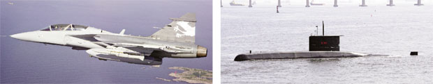 Força Aérea vai fechar negócio orçado em R$ 21,2 bilhões pela compra de 36 caças suecos Marinha vai construir um submarino nuclear e quatro convencionais por R$ 31,1 bilhões