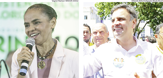 Marina Silva e Aécio Neves: os dois sofreram queda, sobretudo a primeira