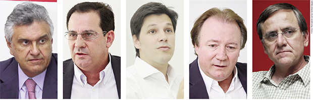 Ronaldo Caiado, Vanderlan Cardoso, Daniel Vilela, Júnior Friboi e Antônio Gomide: os cinco políticos deverão ser as principais apostas das oposições para as eleições de 2018 | Fotos: Fernando Leite/Jornal Opção