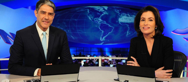 William Bonner e Renata Vasconcelos não se entendem: o primeiro parece em Marte e a segunda em Vênus. A jornalista estaria intimidada no Jornal Nacional | TV Globo/João Cotta