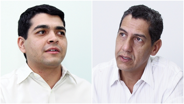 Diretor de Receita Imobiliária, José Marcos Pereira, e vereador Tayrone di Martino: posições distintas sobre o IPTU Fotos: Fernando Leite/Jornal Opção
