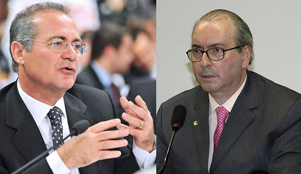 Peemedebistas Renan Calheiros e Eduardo Cunha: eles ajudam o governo se forem eleitos para comandar o Legislativo l Ivaldo Cavalcante/Agência Câmara