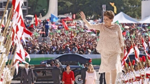 Presidenbte Dilma Rousseff durante sua cerimônia de posse, em Brasília , no primeiro dia deste ano