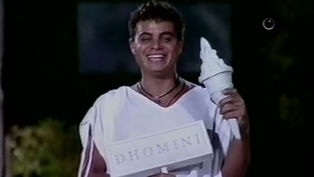 Dhomini durante uma prova do BBB 3: quando foi campeão | Foto: reprodução / Rede Globo