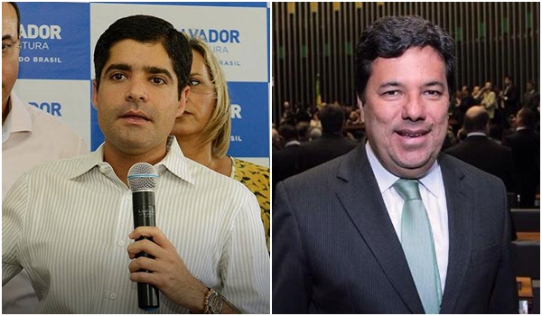 Prefeito de Salvador, ACM Neto e o líder do DEM na Câmara, Mendonça Filho: entusiastas da fusão com o PTB | Fotos: reprodução / Facebook