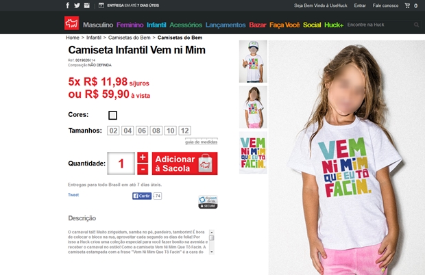 Imagem do site oficial da marca Use Huck: estampa polêmica 