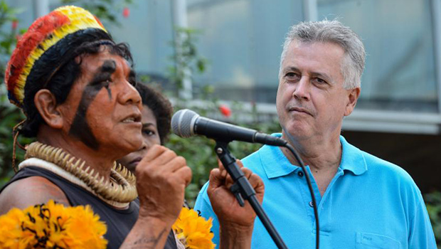 Abertura das comemorações do Dia do Índio no Memorial dos Povos Indígenas com a presença do Governador Rodrigo Rollemberg, com o caciques, Pericuman, representante dos Povos Indígenas / Foto: Elza Fiúza/ Agência Brasil