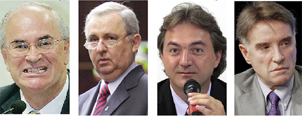 Empresários Roberto Teixeira, José Carlos Bumlai, Joesley Batista e Eike Batista: a elite companheira de Lula e do PT | Fotos: Divulgação; Veja; Ultimo Segundo; Reuters