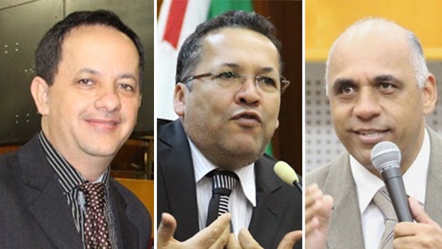 Vereadores Fábio Lima, Divino Rodrigues e Rogério Cruz protagonizaram sessão taxada de "antigay" | Fotos: Alberto Maia/Câmara de Goiânia
