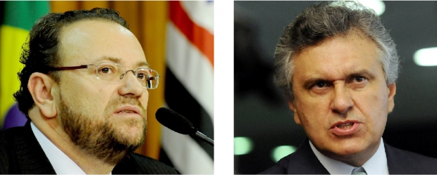 Edinho Silva e o senador Ronaldo Caiado: o segundo quer investigar ações do primeiro, que está incentivando propaganda da Caixa Econômica Federal e do Banco do Brasil para reduzir o discurso do ódio que o próprio PT sedimentou durante anos