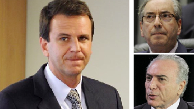 Eduardo Paes (foto maior), Eduardo Cunha e Michel Temer: peemedebistas mais em evidência para pleito nacional | Fotos: veja/abril/Lula Marques/Fabio Rodrigues Pozzebom / Agência Brasil