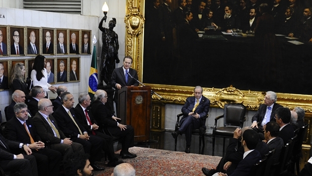 Renan Calheiros discursa durante a solenidade de posse dos membros do Conselho de Comunicação Social do Congresso Nacional | Foto: Marcos Oliveira/Agência Senado