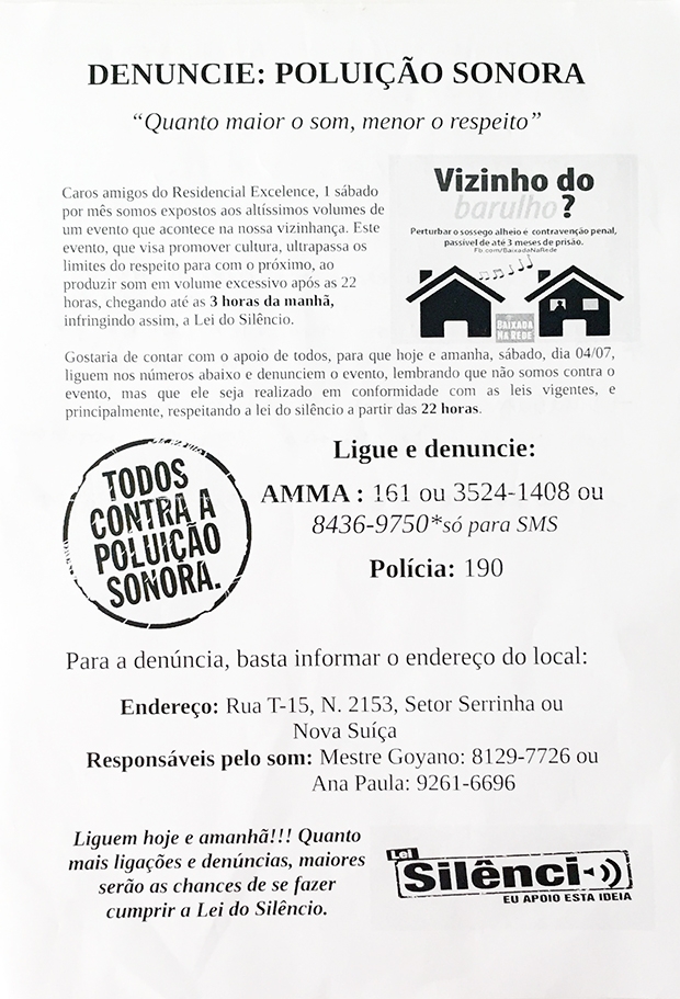 Panfleto não tem assinatura e pede denúncia à Polícia Militar e Amma | Foto: Reprodução/Alexandre Parrode