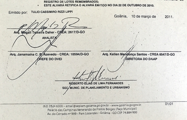 Documento mostra assinatura de Nagib Rahimi no lugar da de Magali Daher | Foto: Reprodução/Alexandre Parrode