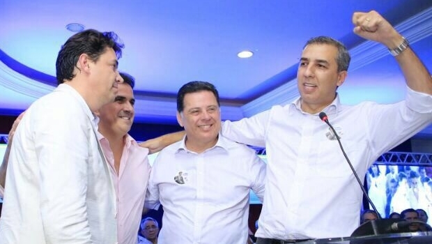 Senadores Wilder Morais e Ciro Nogueira, com o governador Marconi Perillo e o vice, José Eliton 