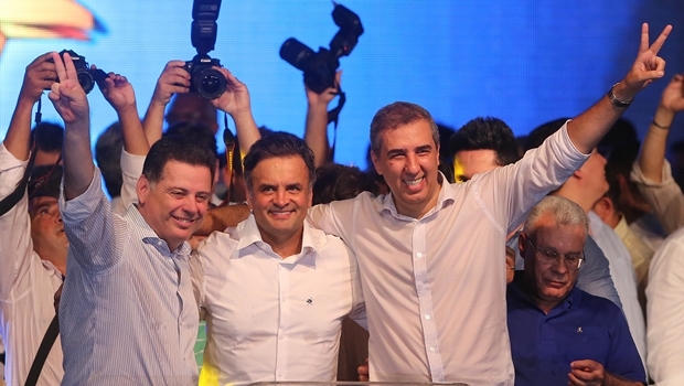 Marconi, Aécio e José Eliton durante o evento | Foto: Wilder Barbosa