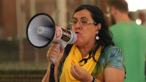 Professora Miriam Bianca, do Comando Local de Greve: críticas à forma de condução adotada pela Adufg | Renan Accioly/jornal Opção