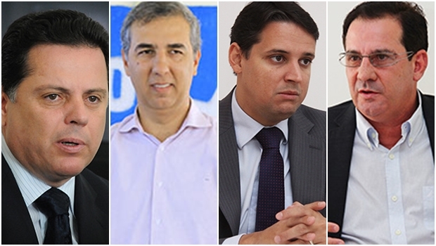 Marconi Perillo, José Eliton, Thiago Peixoto e Vanderlan Cardoso: a única “peça” duvidosa é a quarta, mas os três primeiros são essenciais no jogo de 2018 | Fotos: Fernando Leite/jornal Opção