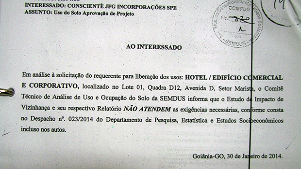 Documento diz que estudo não atende exigências