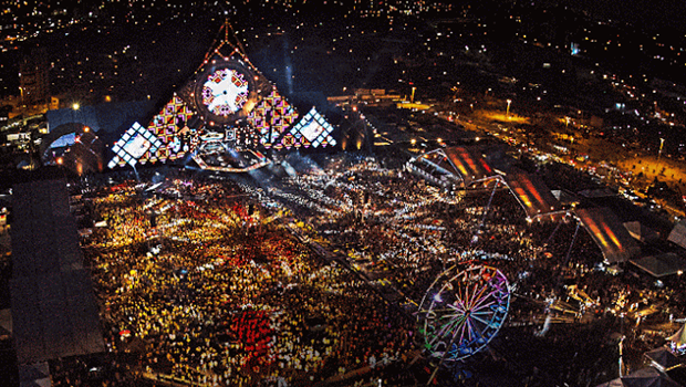 Vista aérea do festival de 2015 