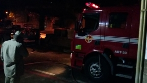 Corpo de Bombeiros no local do incêndio | Foto: TRT