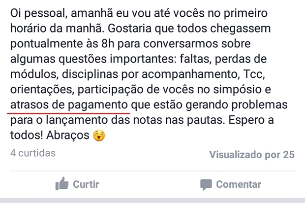 Alunos da PUC Goiás comentam cobrança em conversa por WhastApp | Reprodução