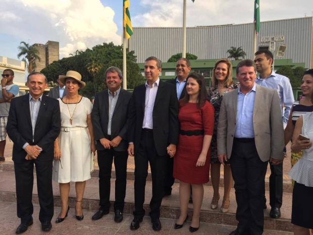 Vereadores Anselmo Pereira e Dra. Cristina, Jayme Rincón, José Eliton e esposa, Lêda Borges e Giuseppe Vecci | Foto: Alexandre Parrode
