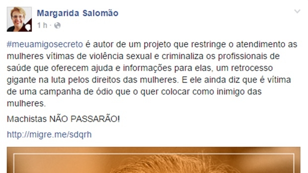 Deputada criticou colegas da Câmara dos Deputados no Facebook | Foto: Reprodução Facebook