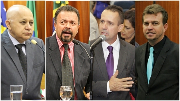 Vereadores Djalma Araújo (Rede), Elias Vaz (PSB), Geovani Antônio (PSDB) e Pedro Azulinho (PSB): PMDB é oportunista | Fotos: Câmara Municipal de Goiânia 