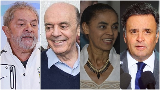 Lula, Serra, Marina e Aécio | Fotos: Ricardo Stuckert / divulgação/ José Cruz/ George Gianni