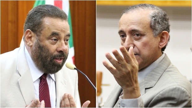 Paulo Magalhães (esq) e presidente da Casa, Anselmo Pereira, discutiram durante sessão |Fotos: Alberto Maia/Câmara de Goiânia
