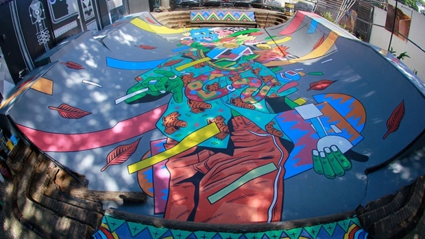 Trabalho do Bicicleta Sem Freio em pista de skate de Goiânia | Foto: Raphael Saboya