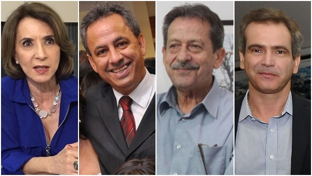 Secretária Raquel Teixeira, Manoel Xavier, Paulinho de Jesus e o secretário Leonardo Vilela | Fotos: Jornal Opção / reprodução / Lailson Damásio 