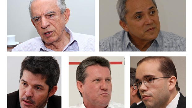 Iris Rezende, Luiz Bittencourt, Waldir Soares, Giuseppe Vecci e Fábio de Sousa: quem vai ganhar o Paço? Fotos: Fernando Leite/Jornal Opção