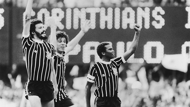 Data da foto: 1987 Sócrates, Casagrande e Wladimir, jogadores do Corinthians.