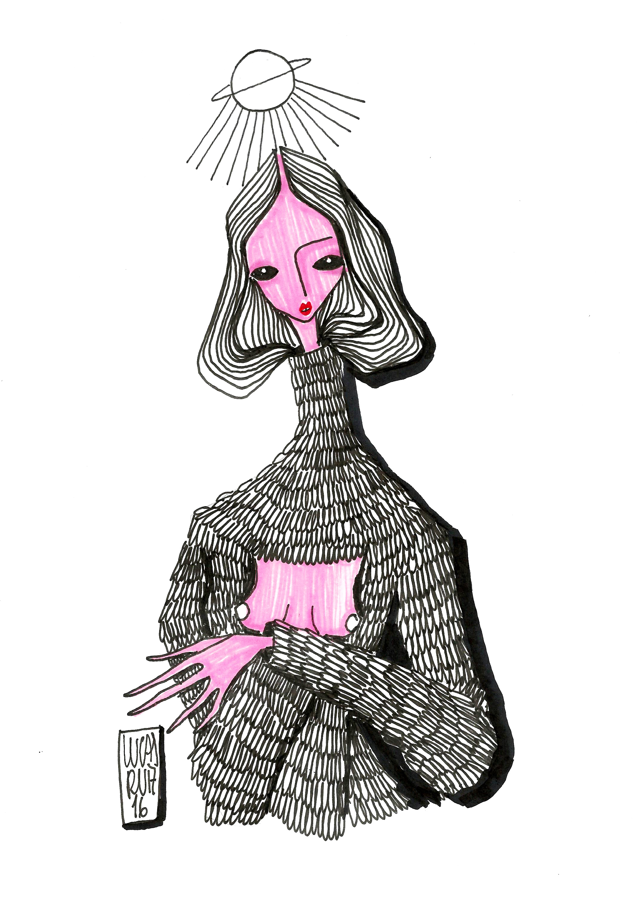 Do artista e designer Lucas Ruiz, “Irina”; iustração criada especialmente para o projeto “100 poemas de até 100 caracteres”