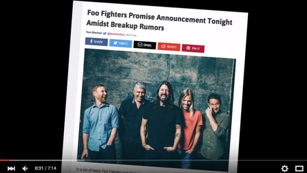 Em anúncio oficial, banda fala sobre notícias que divulgaram um possível fim do Foo Fighters | Foto: Reprodução/Youtube