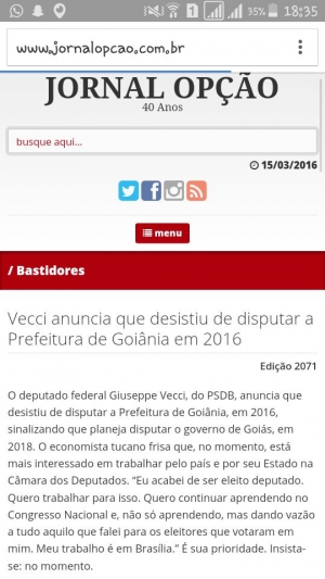 Montagem traz notícia de março de 2015 com data de 2016