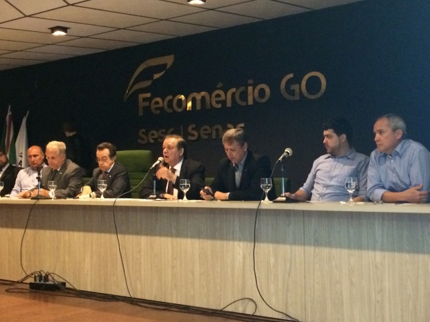 Deputado federal Jovair Arantes (PTB), durante encontro com empresários na sede da Fecomércio | Larissa Quixabeira / Jornal Opção