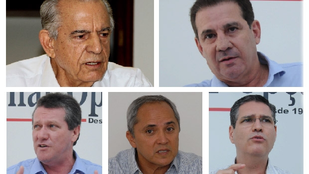 Iris Rezende, Vanderlan Cardoso, Giuseppe Vecci, Luiz Bittencourt e Francisco Júnior: político que é gestor tem mais chance de ser eleito em Goiânia