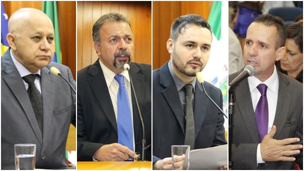 Vereadores Djalma Araújo, Elias Vaz, Mizair Lemes Jr. e Geovani Antônio | Fotos: Alberto Maia e Eduardo Nogueira / Câmara Municipal de Goiânia 